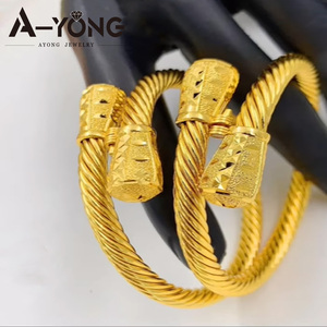 European America Little Bee Jewelry Women's Wedding Gold <b>Bangle</b> 21k Gold Plated Trendy Spiral <b>Copper</b> Italian Classic Event Party - Product Image 6