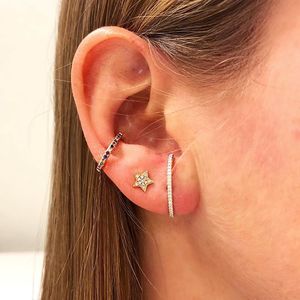 Commercio all'ingrosso <span class=keywords><strong>925</strong></span> <span class=keywords><strong>argento</strong></span> sterling semplice barra micro pavé cz sottile barra sottile oro placcato oro orecchino per la ragazza - Product Image 6