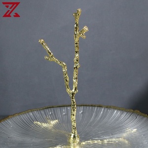 Lüks şeker aperatif meyve tabağı metal kolu standı cam tatlı tabağı oturma odası için çay masası ev - Product Image 2