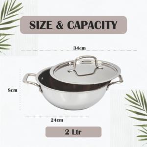 Juego de Utensilios de Cocina Clásicos de Acero Inoxidable de 4 Piezas con Sartén, Cacerola, Olla con Tapa, Apto para Lavavajillas - Product Image 4