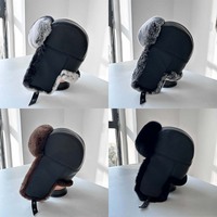 Gorro de Aviador de Piel de Conejo Rex, Gorro de Invierno Cálido, Piel de Primera Calidad, Impermeable, para Pesca al Aire Libre, Estilo Versátil y Lujosamente Denso