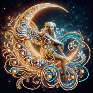 Angelo sulla <span class=keywords><strong>luna</strong></span> astratta pittura artistica diamante kit di diamanti puzzle cristallo arte pittura murale - Product Image 3