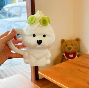 Nouvelle Tasse en Céramique Créative et Mignonne Motif Chiot Bichon avec Couvercle à Paille, Emballage Cadeau, Compatible Lave-Vaisselle et Micro-ondes, Tasse à Eau de Bureau - Product Image 2