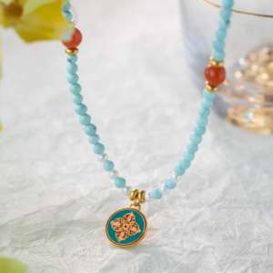 Роскошный браслет из серебра 925 пробы с натуральным белым хрустальным жемчугом, агатом, бирюзой и золотым покрытием — подарок для мира и удачи - Product Image 2