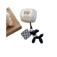 Porte-clés créatif HOT Kawaii en forme de chien ballon noir, perle, breloque pour sac de téléphone portable, pendentif, animal de dessin animé 3D en PVC, porte-clés en forme de chien ballon