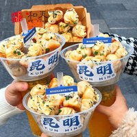 165mm-650ml clair blanc noir de qualité alimentaire PP Snack Bowl Boisson et Snack Container avec couvercle pour Street Food Plastic Material