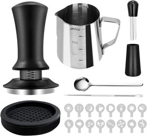Kit di Accessori per Espresso da 22 Pezzi, <span class=keywords><strong>Set</strong></span> Tamper Caffè 51/53/58mm con Strumento WDT, Lattiera per Schiuma di Latte, Penna per Latte Art e Stencil - Product Image 1