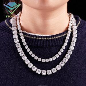 Cadena de tenis Hip Hop de 12 mm con moissanita VVS, certificado GRA, plata 925 chapada en oro de 18K, engaste de garra Iced Out, joyería de moda - Product Image 3