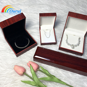 Factory Wholesale Custom Wooden Jewelry Box With LED Light And Velvet Liner Custom Logo Jewelry <b>Storage</b> Box For <b>Ring</b> Earring - Product Image 1