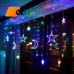 Guirnalda de Luces LED con Forma de Estrella y <span class=keywords><strong>Luna</strong></span>, <span class=keywords><strong>Precio</strong></span> de Fábrica, Decoraciones Navideñas para Exteriores, Cortinas para el Hogar, Año Nuevo - Product Image 1