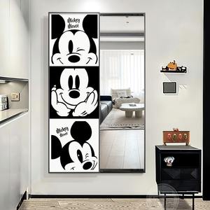 3D มิกกี้<span class=keywords><strong>การ์ตูน</strong></span> INS อลูมิเนียมอัลลอยด์สูงระดับ<span class=keywords><strong>เต็ม</strong></span>ความยาวกระจกทางเดินกดดึงตกแต่งภาพวาดฐานผ้าใบ - Product Image 2
