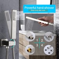 Ensemble complet de robinetterie de douche thermostatique 4 voies en laiton, finition nickel brossé, avec 6 jets de massage corporel, pour baignoire, hôtel et villa