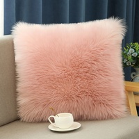 Coussin de lit en fausse fourrure de mouton, luxueux et chaud, en laine, avec tissage plat, pour canapé