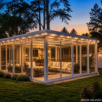 Véranda en aluminium et verre sur mesure MEIXIN Orlando avec toit plat, portes pliantes, isolation thermique, imperméable, pour patio, villa, jardin