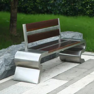 MARTES HL01 Customized Wholesale Steel Outdoor Benches Garden Bench Solid Wood Metal Bench Chair For Park