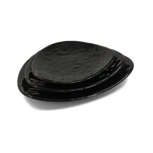 Factory Direct Sales Melamine Plates Food Grade Black Dinner Plate Tableware For Restaurant