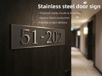 Plaque de porte personnalisée en acier inoxydable brossé, étanche IP65, pour montage mural extérieur, numéro de maison pour magasins, entreprises, parcs, hôtels