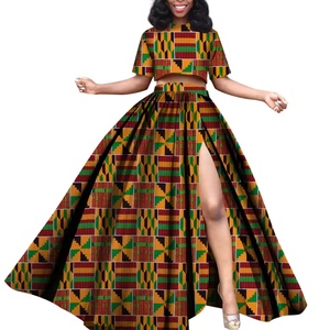 Ensemble 2 pièces <span class=keywords><strong>Boubou</strong></span> Africain Dashiki Grande Taille pour <span class=keywords><strong>Femme</strong></span>, Jupe et Haut <span class=keywords><strong>Bazin</strong></span> Riche Africain avec Fente GYWY534 - Product Image 1
