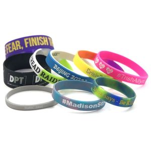 Bracelets en silicone personnalisés pour le sport, bracelets en caoutchouc injectés d'encre avec logo - Product Image 1