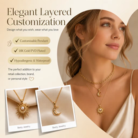 Colliers superposés tendance en acier inoxydable 316L doré pour femmes, avec pendentifs délicats lune, soleil, étoile et perle, bijoux multicouches