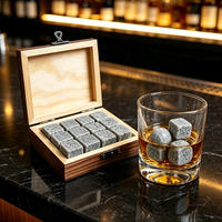 Pierres à whisky en bois pour vin glacé, ensemble cadeau avec sac en velours et pincettes, pierres réfrigérantes pour whisky, ustensiles de bar