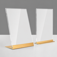 Support de Présentation de Table/Bureau Moderne en Acrylique et Métal pour Cartes, Facile à Assembler ; Format A4/L Transparent pour Menus et Boissons