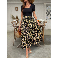 Robe trapèze imprimée style européen et américain pour l'été, jupe longue élégante et ajustée. ODM OEM