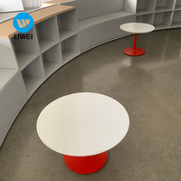 LIWEI Meuble de bureau moderne et écologique en panneau de particules durable avec base rouge sur pieds, idéal pour studio créatif, salle d'exposition, café, réception, espace de loisirs