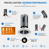 Downlight LED 3 pouces 22W 1980LM 0-10V Dimmable IP54 5CCT 15-60 °   Projecteur encastré commercial à angle de faisceau étroit et haute efficacité >90LM/W