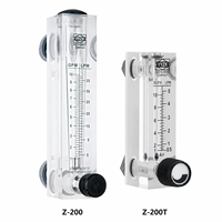 Débitmètre d'air et d'eau à montage sur panneau KIO Série Z-200/Z-200T 1/4" BSPT avec vanne, débitmètre en bloc acrylique solide