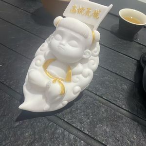 Brûleur d'encens Nezha, ornement en pierre blanche, diffuseur de parfum fait à la main, pour la maison, le bureau, la voiture, décoration de bureau, cadeau - Product Image 1