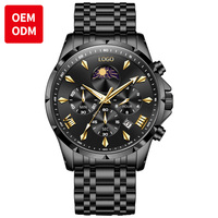 Montre Quartz Chronographe Phases de Lune Multifonctionnelle Lumineuse Étanche Styles Luxe Personnalisés ODM OEM à Vendre