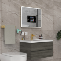 Miroir de salle de bain intelligent à LED de style moderne avec détection par induction, anti-buée, forme rectangulaire, pour la maison