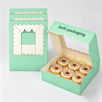Boîte en papier recyclable et pliable de qualité alimentaire pour gâteaux, biscuits, pâtisseries, macarons, beignets, avec fenêtre et logo personnalisé