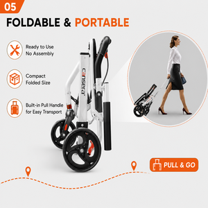 Fauteuil roulant pliable Traveler's Choice avec roues arrière solides de 8 pouces et coussin de siège en maille respirante, cadre en acier carbone avec poignée de traction - Product Image 5