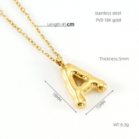 Collar Personalizado de Fábrica, Chapado en Oro de 18k, con Nombre de Pareja, Inicial, Acero Inoxidable, Letra del Alfabeto en Forma de Globo 3D