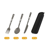 Ensemble de couverts de camping en titane pur : couteau, fourchette, cuillère, baguettes, multifonctionnel, portable, avec étui de rangement et de transport