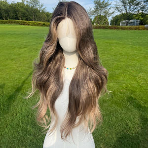 Parrucca con Chiusura in Pizzo Trasparente 5*5, <span class=keywords><strong>Capelli</strong></span> Vergini Russi Ombre <span class=keywords><strong>Castano</strong></span> <span class=keywords><strong>Caldo</strong></span>, Ondulati, 24 Pollici, Densità 150%, Prezzo Più Basso - Product Image 2