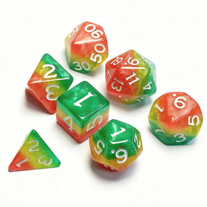 Set di dadi da gioco in resina acrilica poliedrica per adulti con bordo rotondo personalizzato arcobaleno - Product Image 3