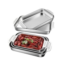 Nouvelle Arrivée Acier Inoxydable Cuisson Dinde Casseroles Double Poignée sans Plateau Casseroles de Four