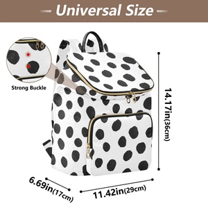 <b>Black</b> White Dot Patters Customs Popular Women Lightweight <b>Backpack</b> Large Capacity Outdoor Daily Use Quilted <b>Backpack</b> - Product Image 3
