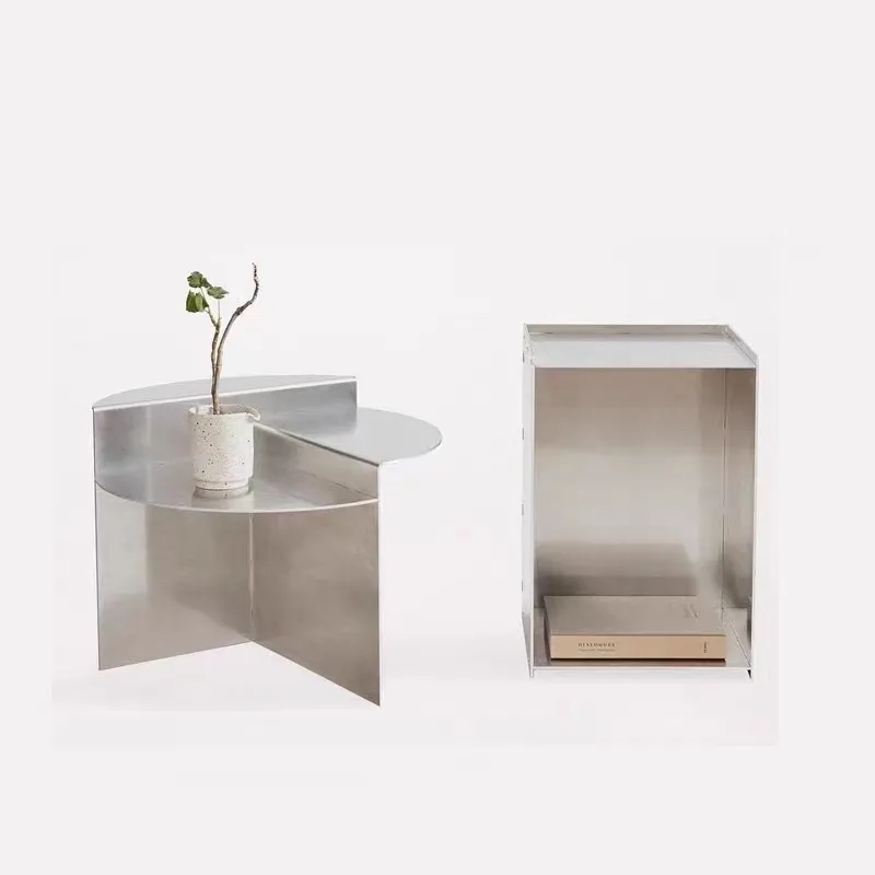 Set furnitur ruang tamu, furnitur kreatif bulat baja tahan karat meja kopi kecil dengan desain modern