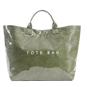 Bolso de mano Dupont de PVC resistente al agua, bolso de compras reutilizable, Tyvek bolso de mano de vinilo, bolso de transporte ecológico a la moda para uso diario - Product Image 3