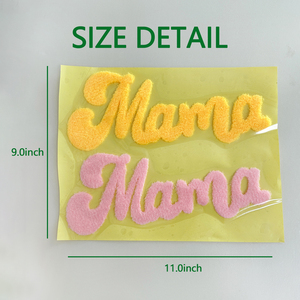 2026年 新しいMAMA 母の日 シェニールファー ふわふわ パフ DTF 熱転写 アイロン接着パッチ 衣類用 - Product Image 2