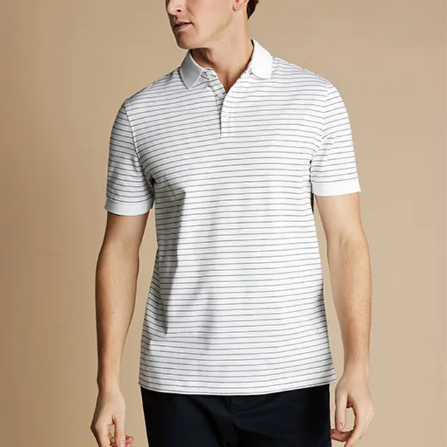 Camisa polo de golfe com logotipo personalizado 100% poliéster de secagem rápida respirável com faixa branca preta camisa polo masculina regular de alta qualidade