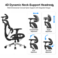 Chaise de bureau ergonomique à dossier haut en maille, directement de l'usine, avec support lombaire réglable, accoudoirs 3D, réglage de la profondeur de l'assise et pivotante