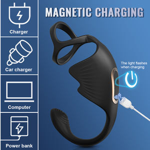 10 Vibration Silicone <b>Wearable</b> Prostate Massager With <b>Vibrating</b> Anal Butt Ejaculation Ring Vibrator - Product Image 3