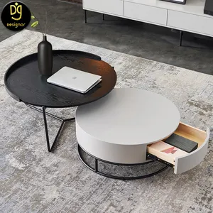 DG0226 Living Room Modern Design Furniture Gold Stainless Steel Base Tea Table Set White Marble Coffee Center Tables