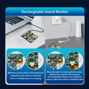 Yüksek ses kalitesi USB ses ses modülü kaydedilebilir ve bilgisayarlar için ücretli müzik ses çip tebrik kartı sürümü