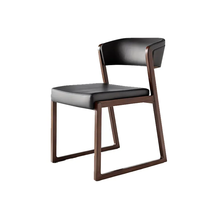विंटेज काली राख लकड़ी काले चमड़े के भोजन कैफेटेरिया कुर्सी कमरे आधुनिक डिजाइन कुर्सियां डेनिंग सेट